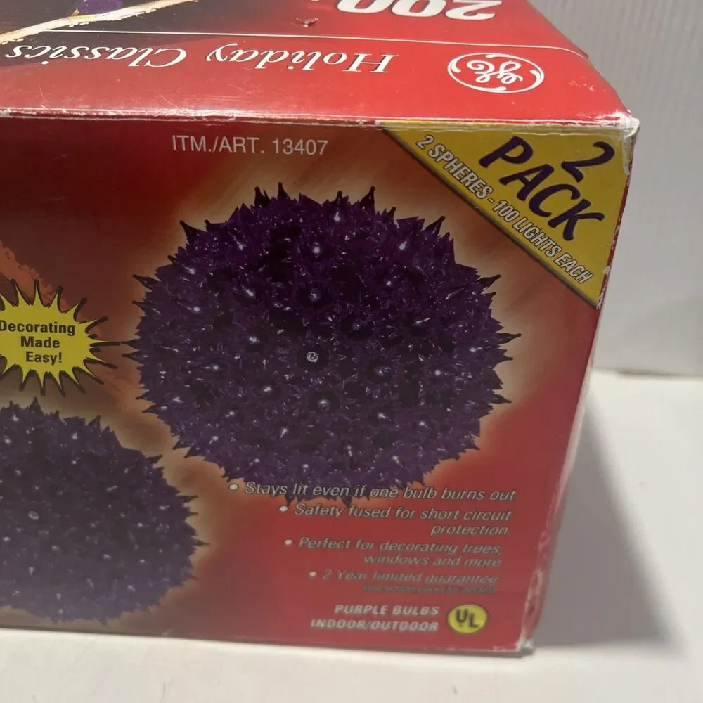GE ︱Holiday Classics ︱200 Lights ︱Super Sphere ︱ Purple Light Set︱Open Box-New
